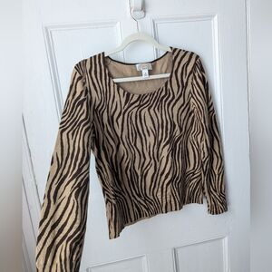 Talbots Animal Print Prima Cotton Sweater - Size M